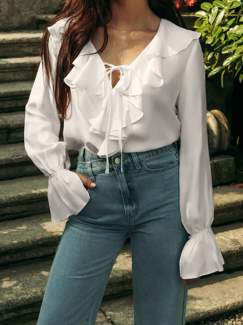 Élisa | Blouse à Volants et Manches Bouffantes