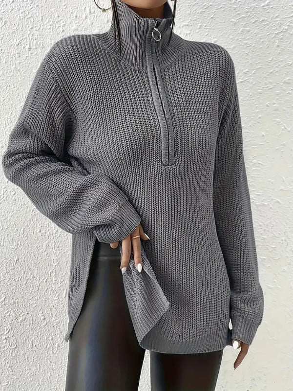 Luna™ | Pull Élégant à Col V avec Fermeture Zippée