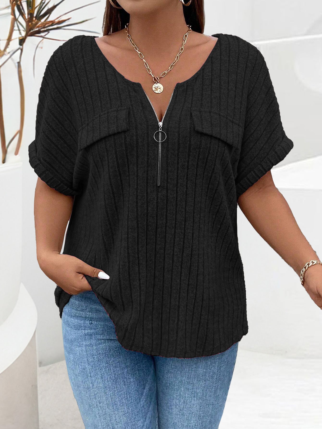 Nova™ | Pull Élégant à Col V Zippé