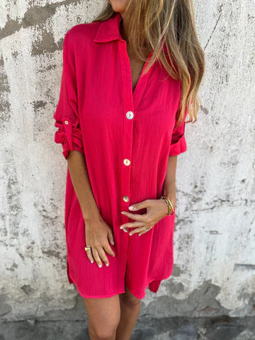 Camille | Robe Chemise Décontractée à Manches Courtes