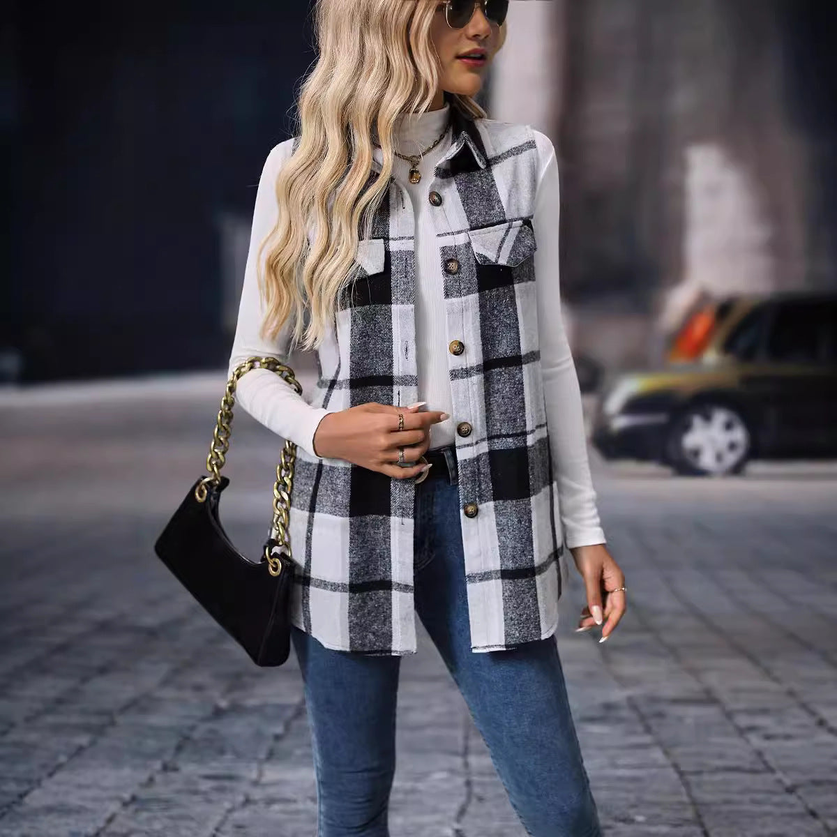 Monique™ | Cardigan Élégant à Carreaux
