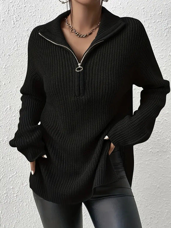 Luna™ | Pull Élégant à Col V avec Fermeture Zippée