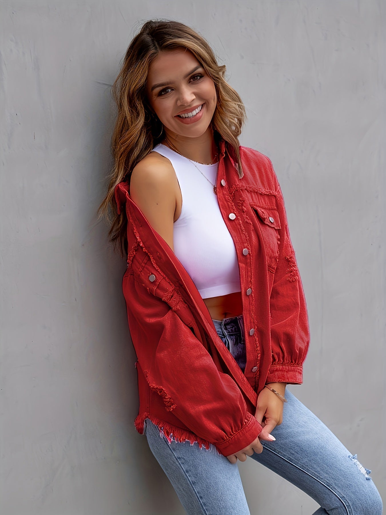Laurine | Veste en Jean Déchirée et Ample