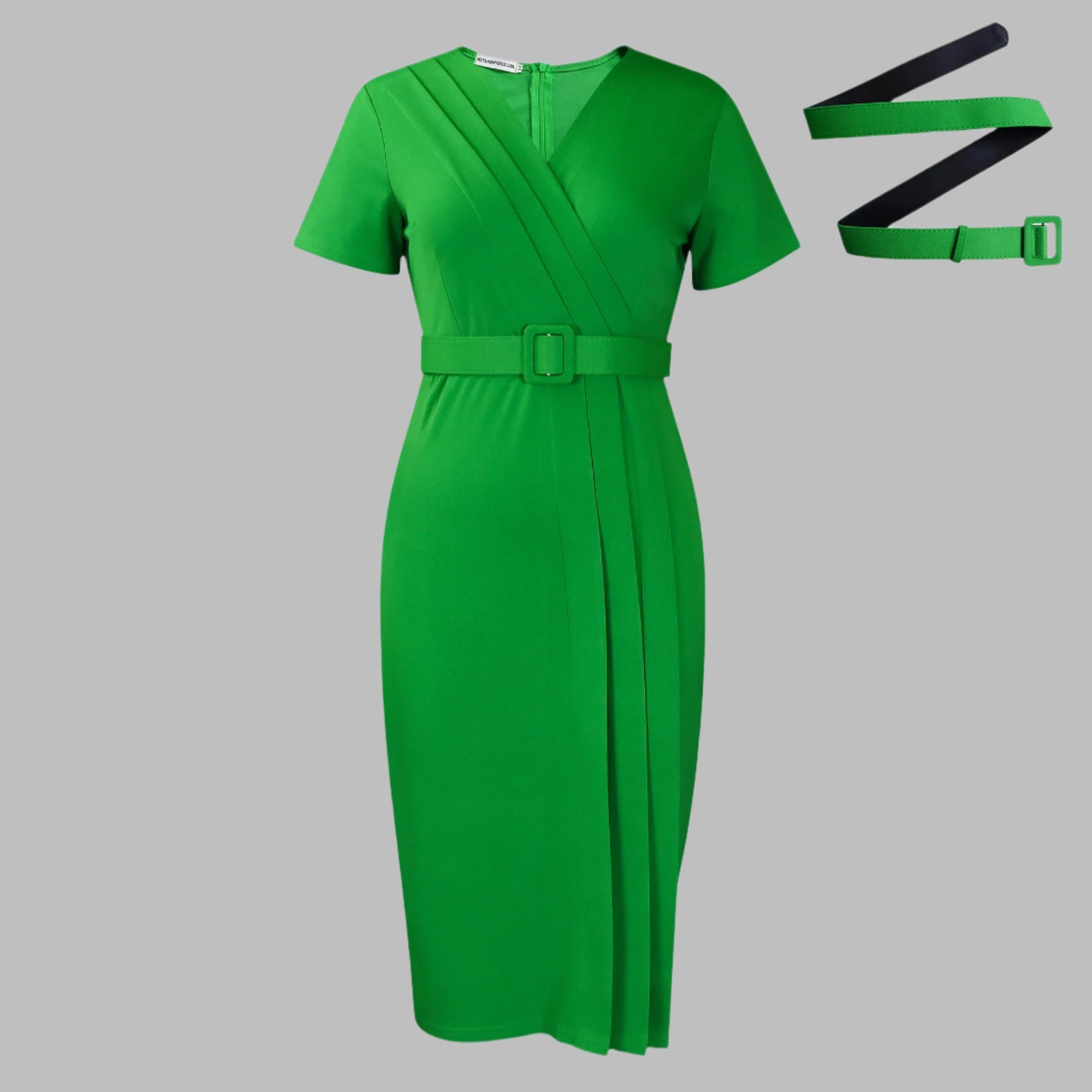 Naomi | Robe Crayon à Col V et Taille Cintrée