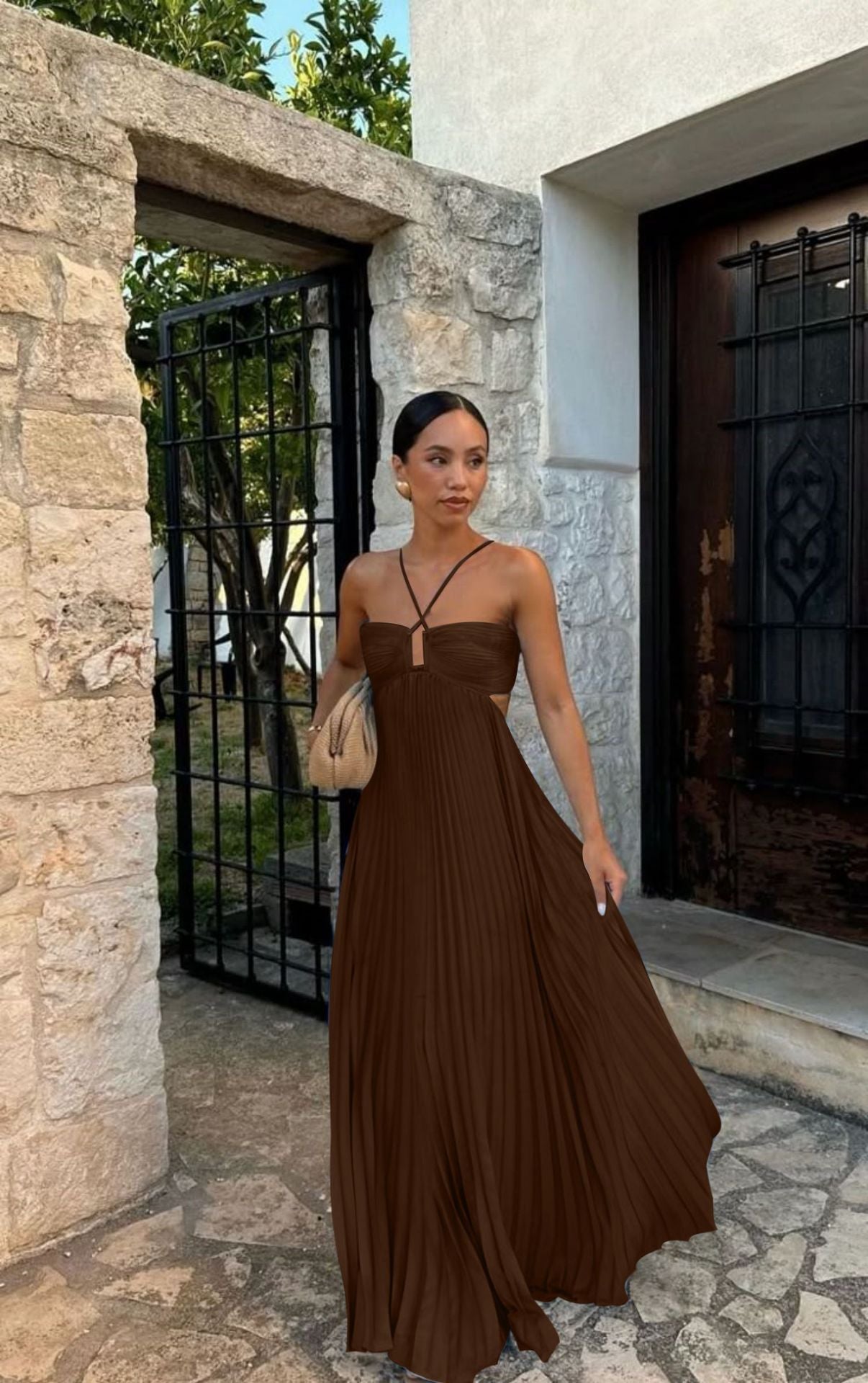 Milena | Robe Plissée & Éclat Céleste