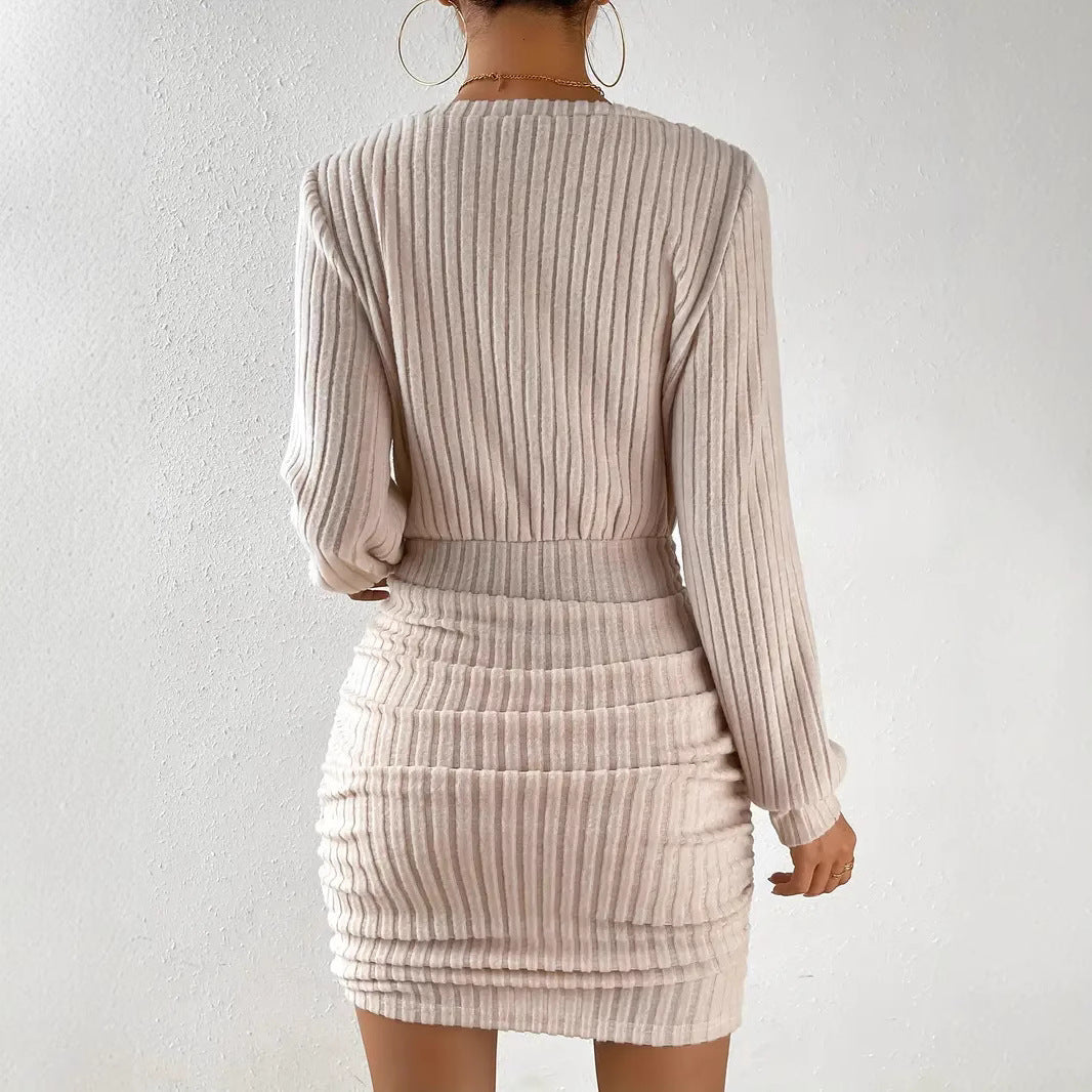Margot | Robe Moulante à Rayures en Velours