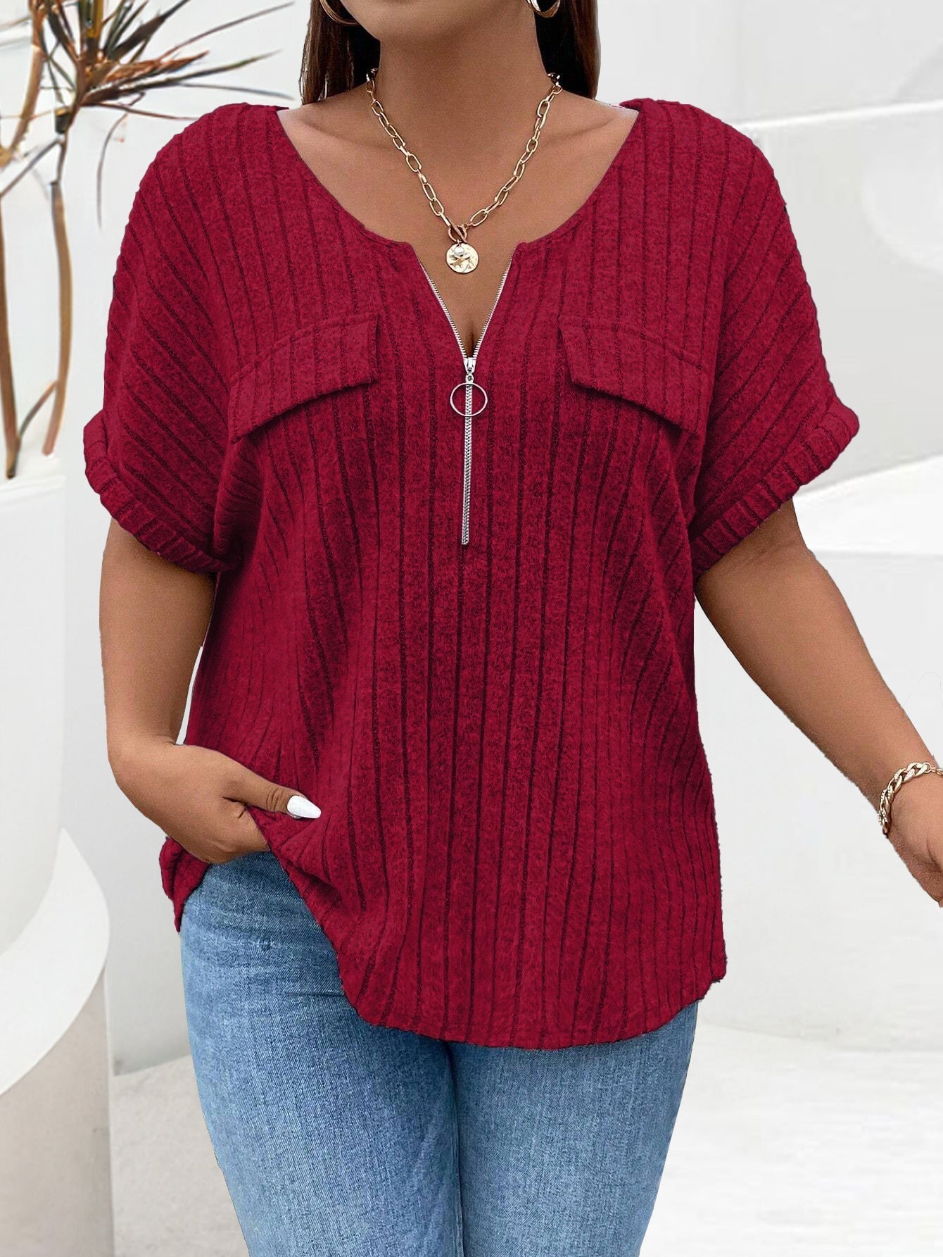 Nova™ | Pull Élégant à Col V Zippé