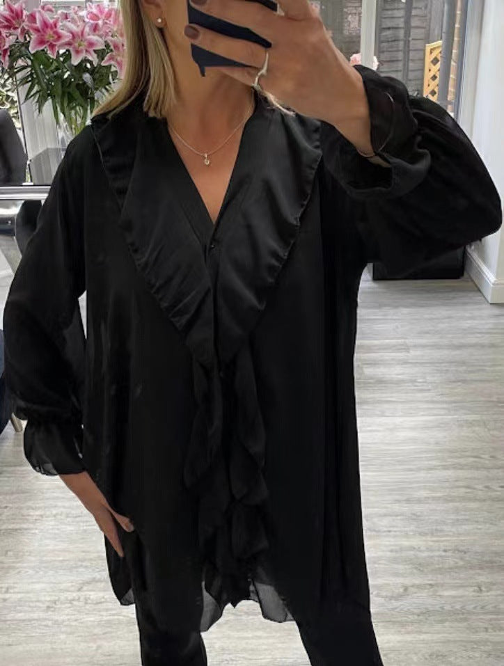Victoria | Blouse Élégante à Volants et Col V
