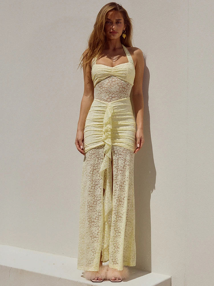 Milèn | Robe Halter Envoûtante & Détails Ruchés