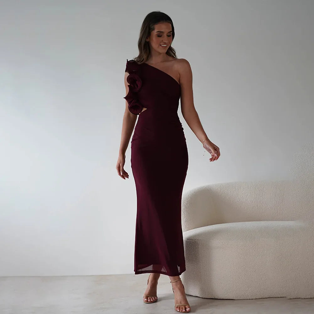 Léane | Robe Asymétrique Fleurie & Allure Sculptante