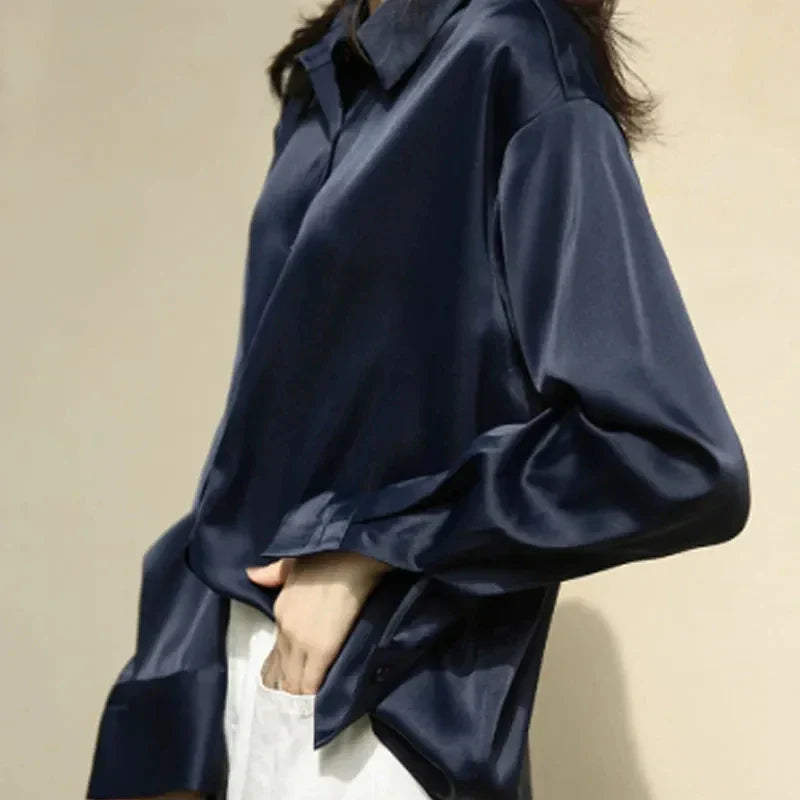 Elisa™ | Blouse Satinée à Boutons