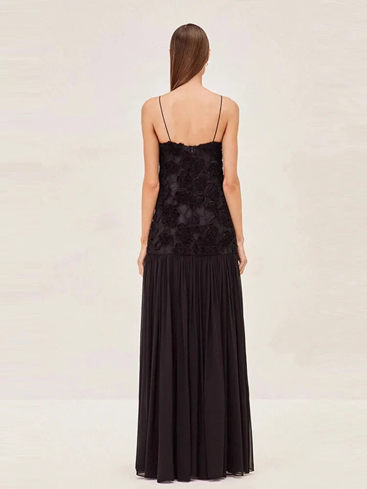 Léna | Robe Noire & Élégance Florale
