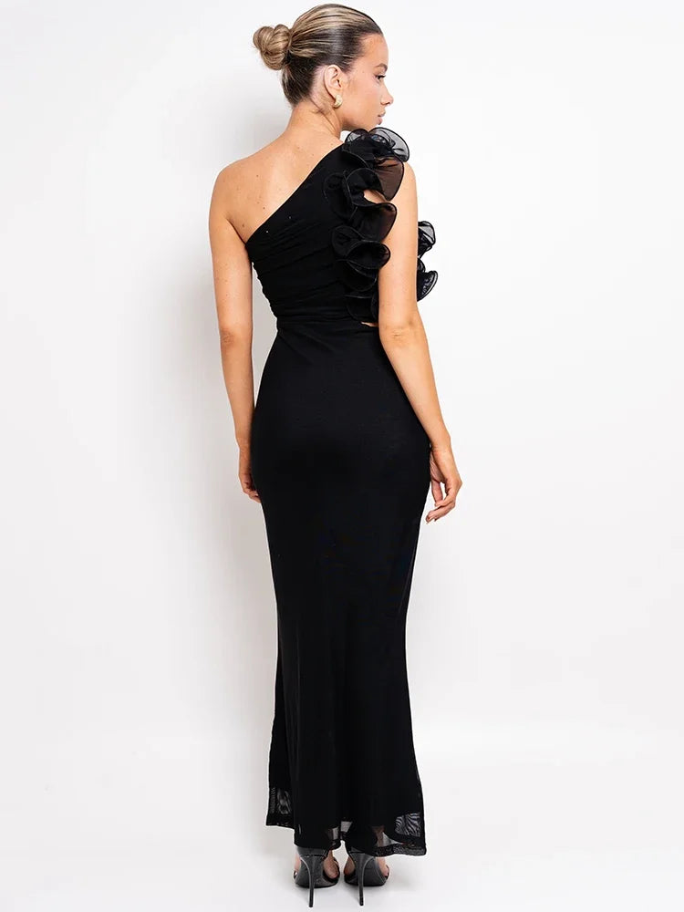 Léane | Robe Asymétrique Fleurie & Allure Sculptante