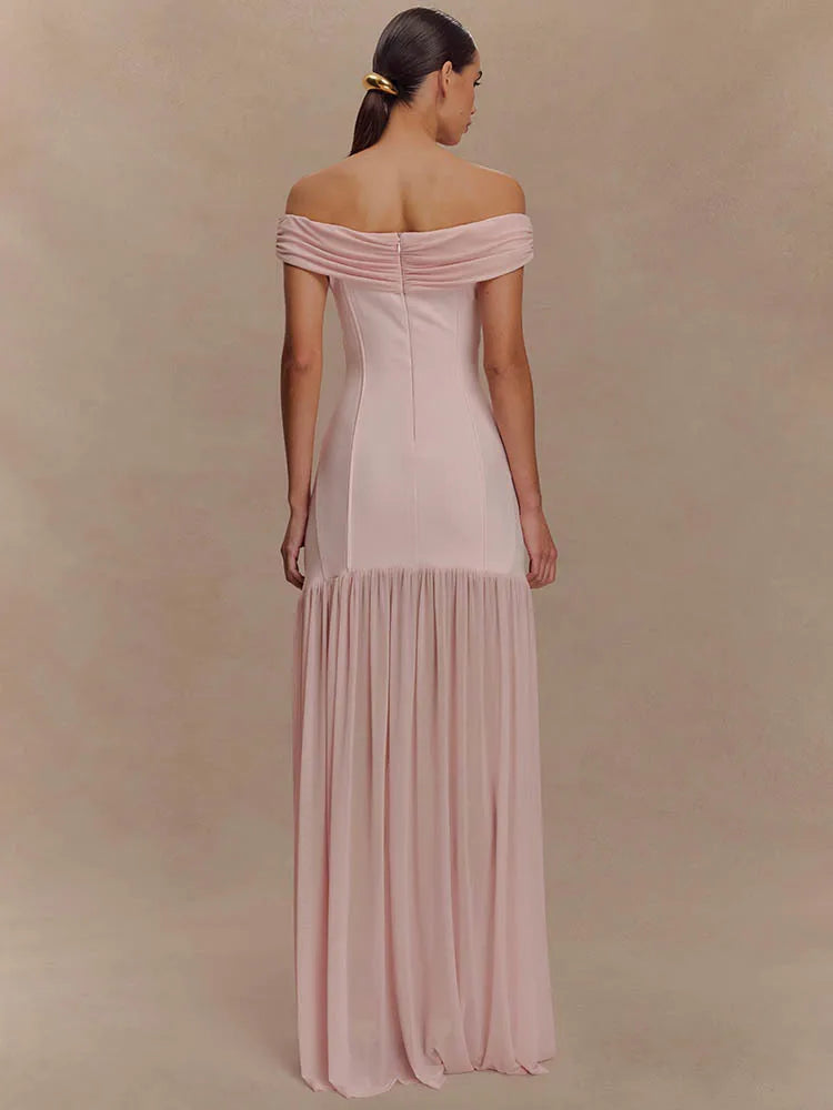 Selene | Robe Épaule Dénudée & Drapé Royal