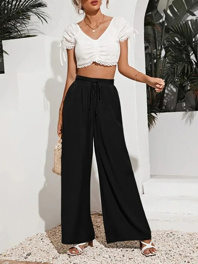 Manon | Pantalon Large Taille Haute