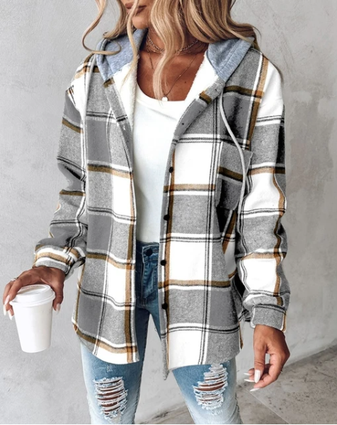 Juli™ | Veste Élégante à Revers à Carreaux