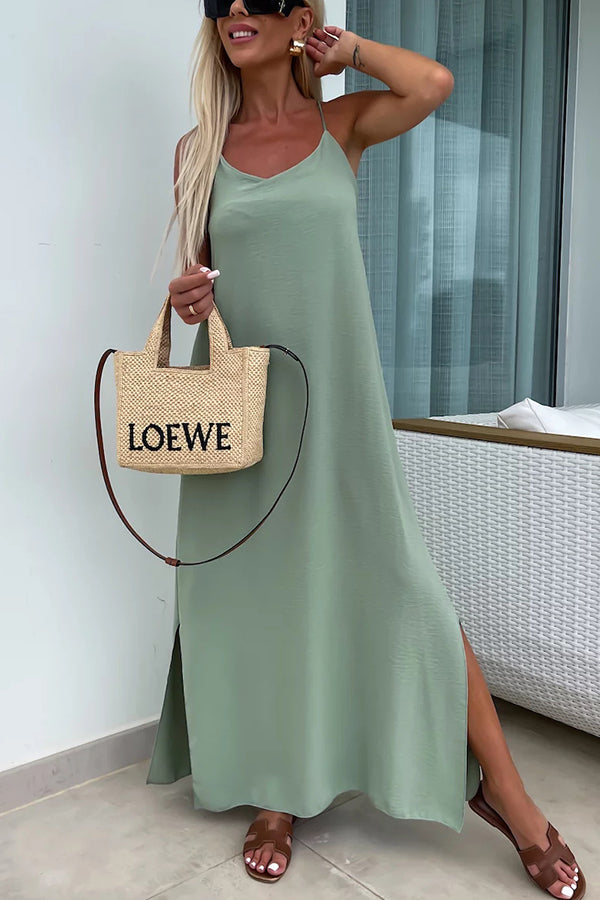 Myriam | Robe Maxi Unie Dos Nu à Bretelles