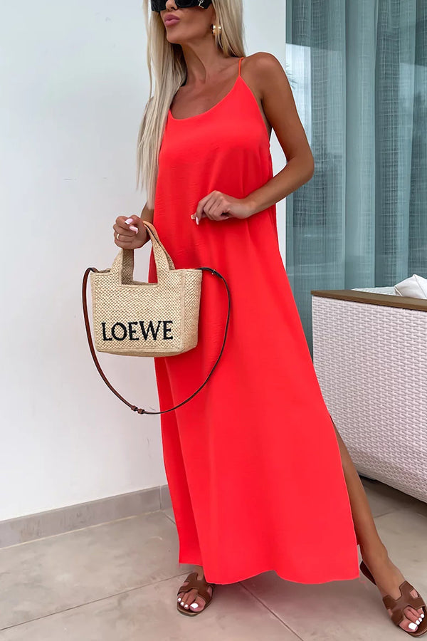 Myriam | Robe Maxi Unie Dos Nu à Bretelles
