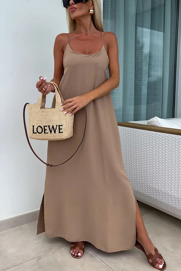 Myriam | Robe Maxi Unie Dos Nu à Bretelles