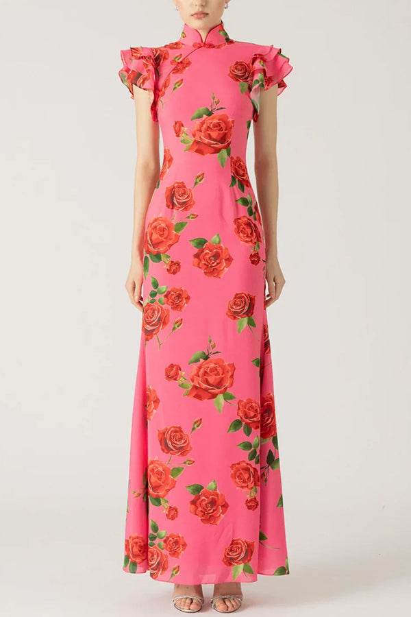 Meilin | Robe Maxi Fleurie Style Cheongsam