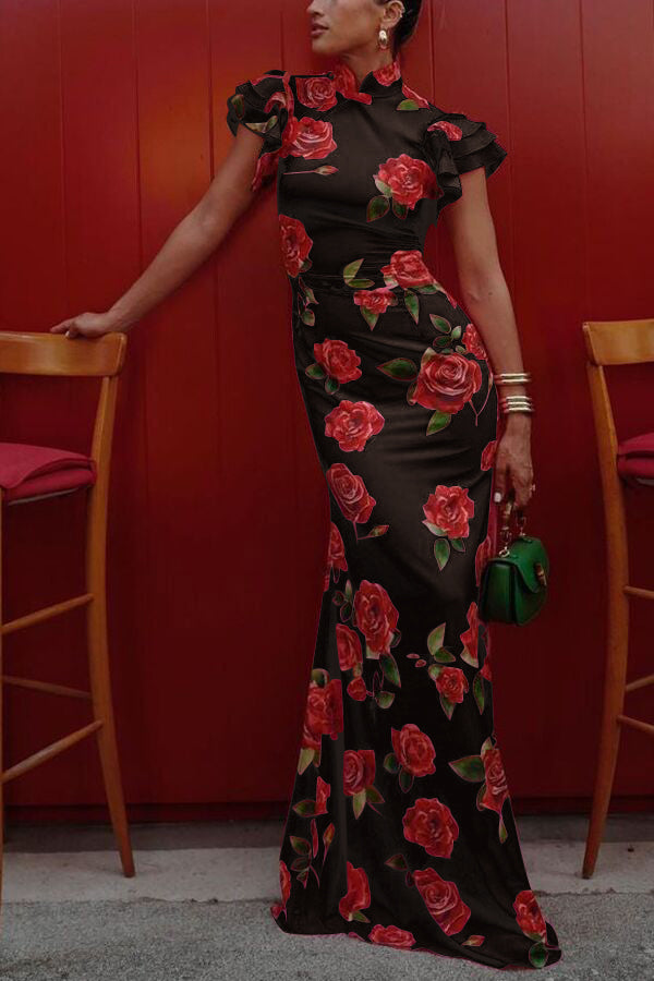 Meilin | Robe Maxi Fleurie Style Cheongsam