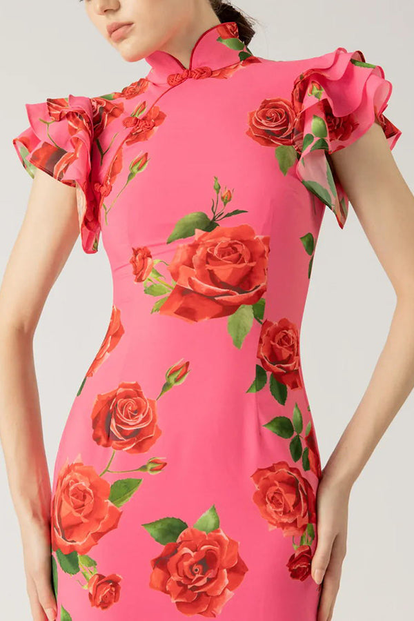 Meilin | Robe Maxi Fleurie Style Cheongsam