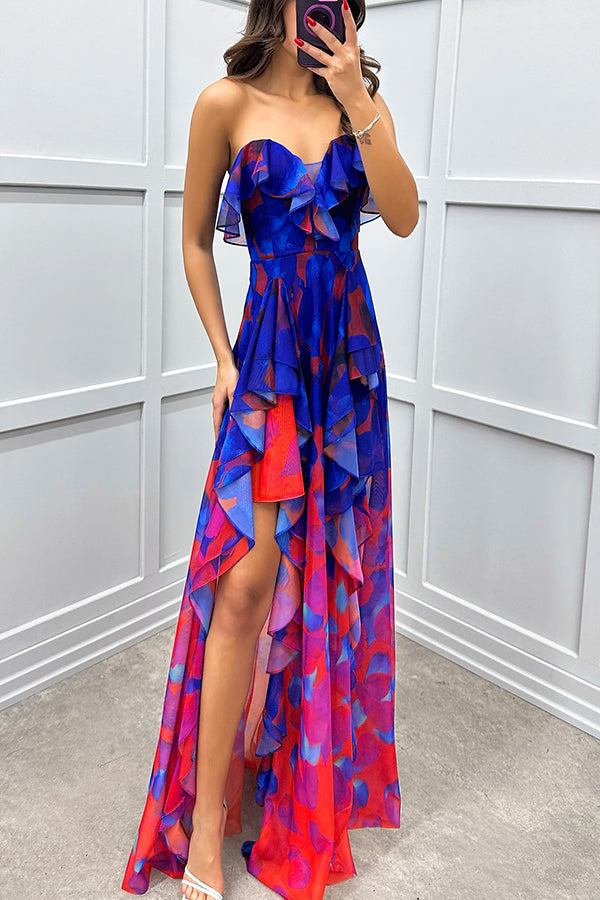Noélie | Robe Maxi Ombrée à Volants et Fente