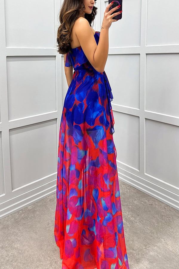 Noélie | Robe Maxi Ombrée à Volants et Fente