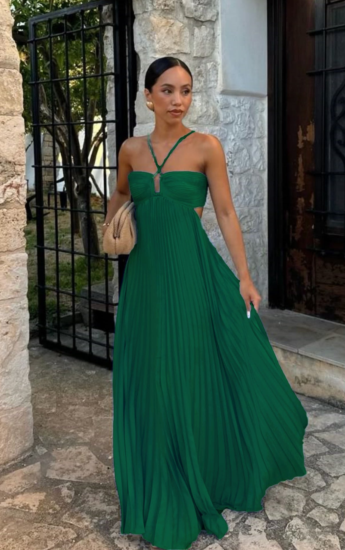 Milena | Robe Plissée & Éclat Céleste