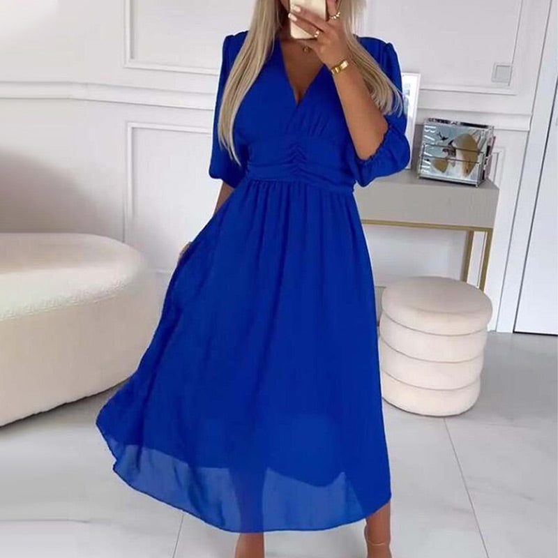 Nalia | Robe Légère en Chiffon à Col V