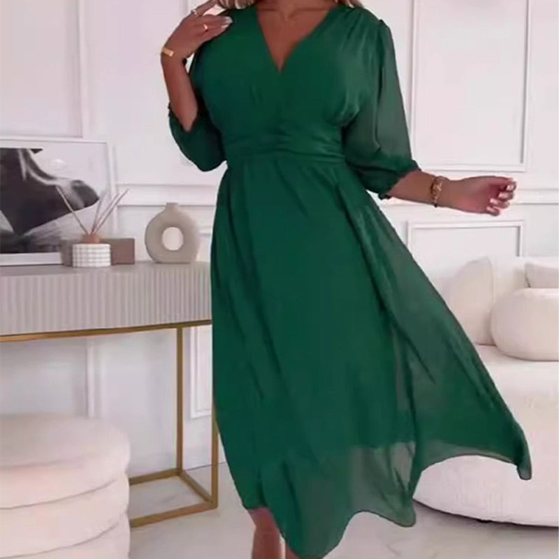 Nalia | Robe Légère en Chiffon à Col V