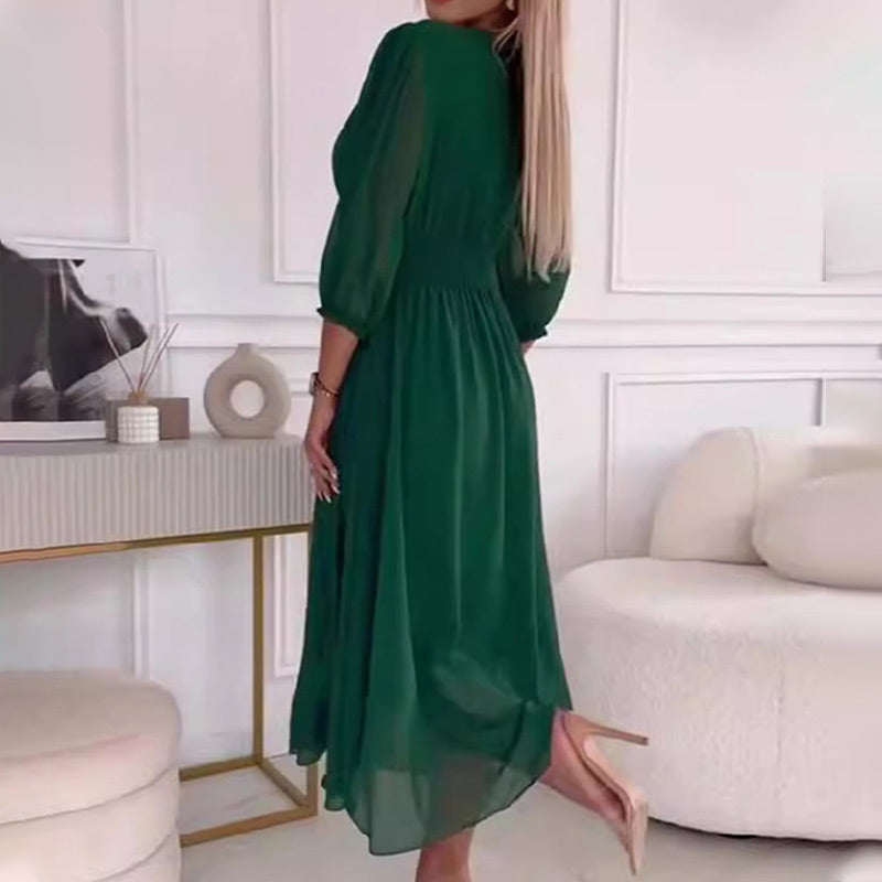 Nalia | Robe Légère en Chiffon à Col V