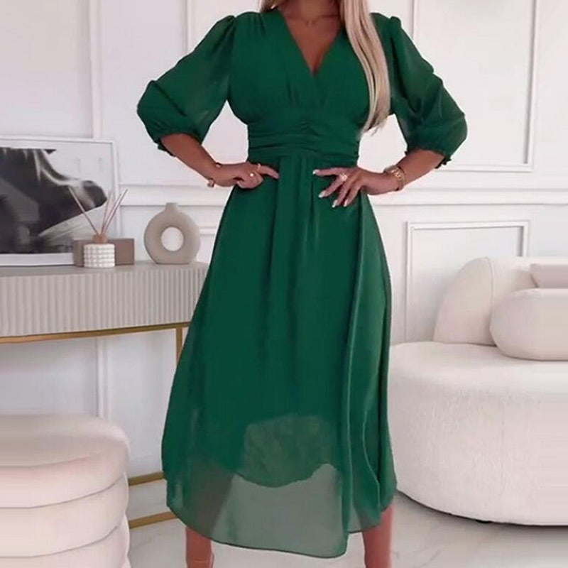 Nalia | Robe Légère en Chiffon à Col V