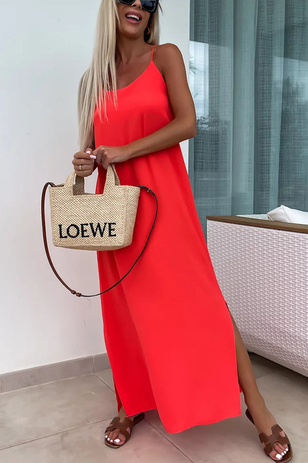 Myriam | Robe Maxi Unie Dos Nu à Bretelles