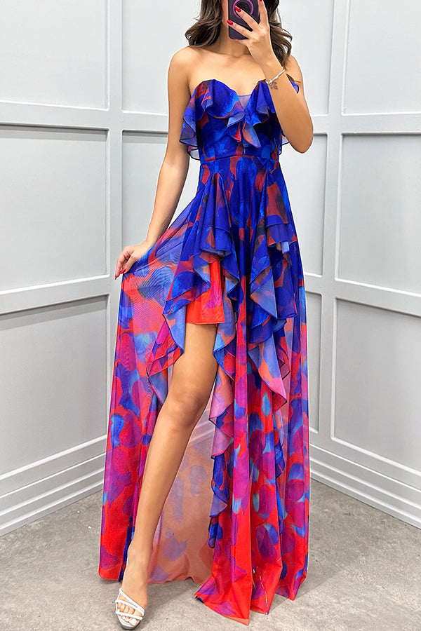 Noélie | Robe Maxi Ombrée à Volants et Fente