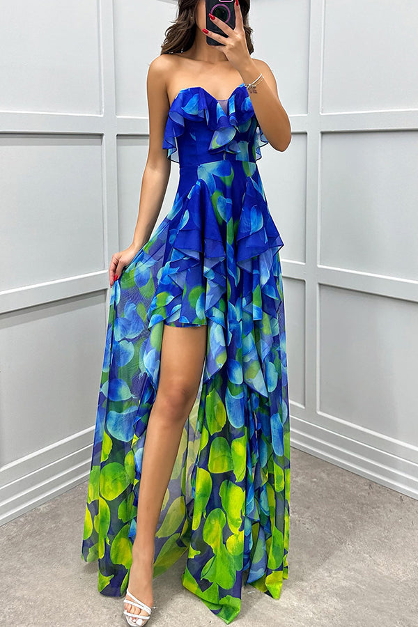 Noélie | Robe Maxi Ombrée à Volants et Fente
