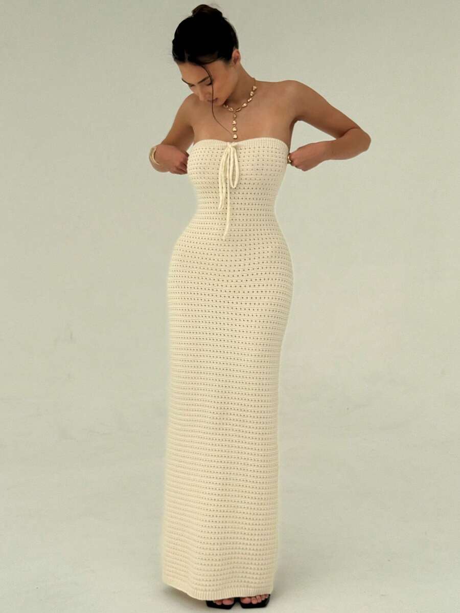 Nina | Robe Maxi Maille & Taille Sculptée