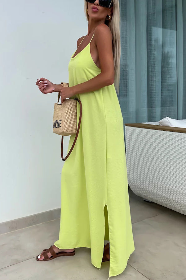Myriam | Robe Maxi Unie Dos Nu à Bretelles