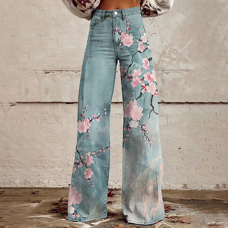 Capucine | Pantalon Large à Motif Jardin Rétro