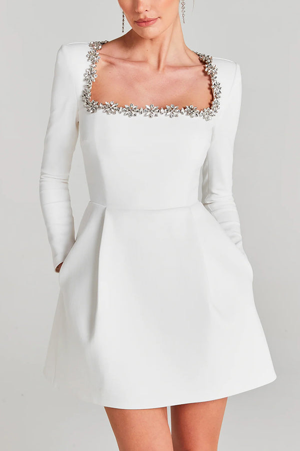 Solena | Robe Mini en Velours à Bijoux et Poches
