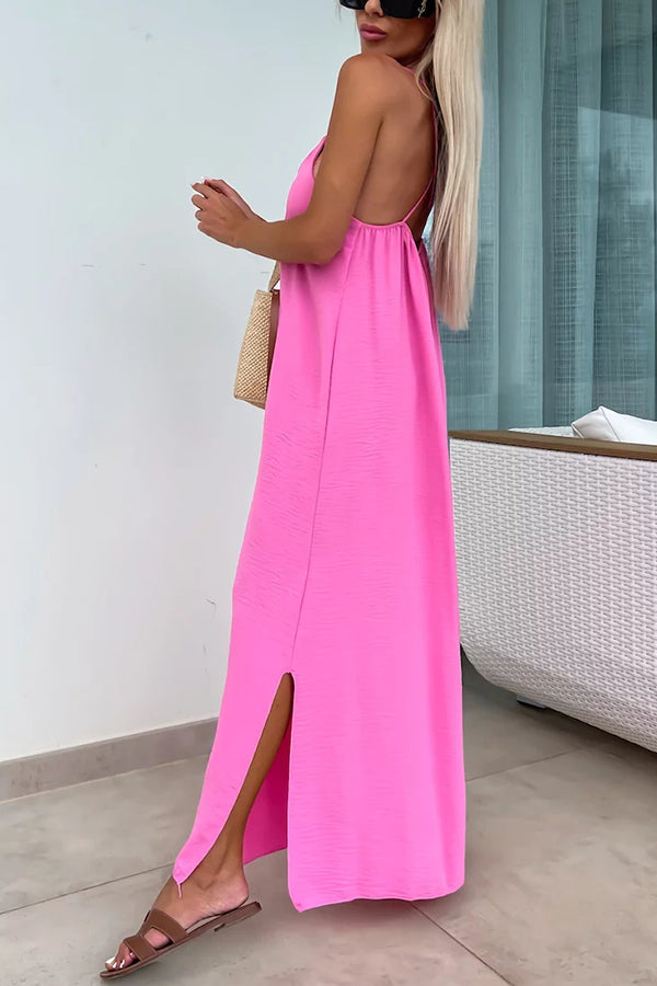 Myriam | Robe Maxi Unie Dos Nu à Bretelles