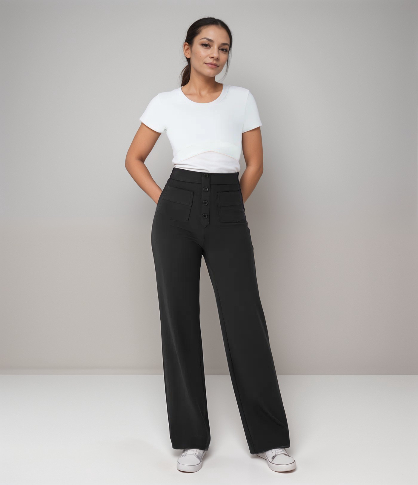 Léa | Pantalon Taille Haute Élastique