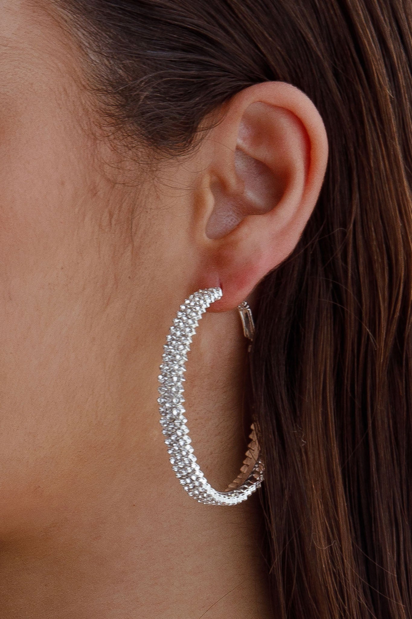 Boucles d'oreilles créoles Maddy Diamante Argent
