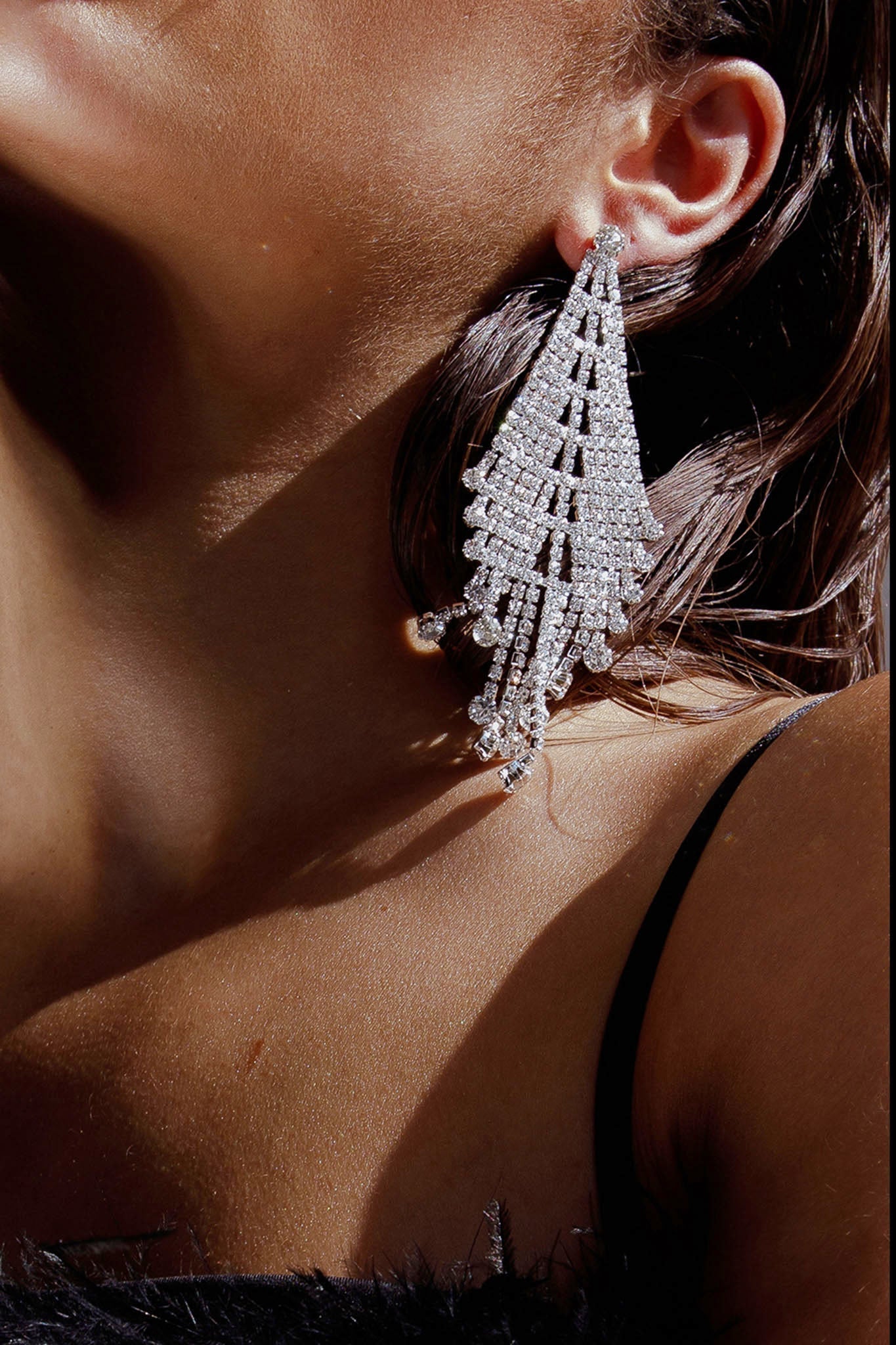 Boucles d'oreilles à frange en diamants Rani Argent