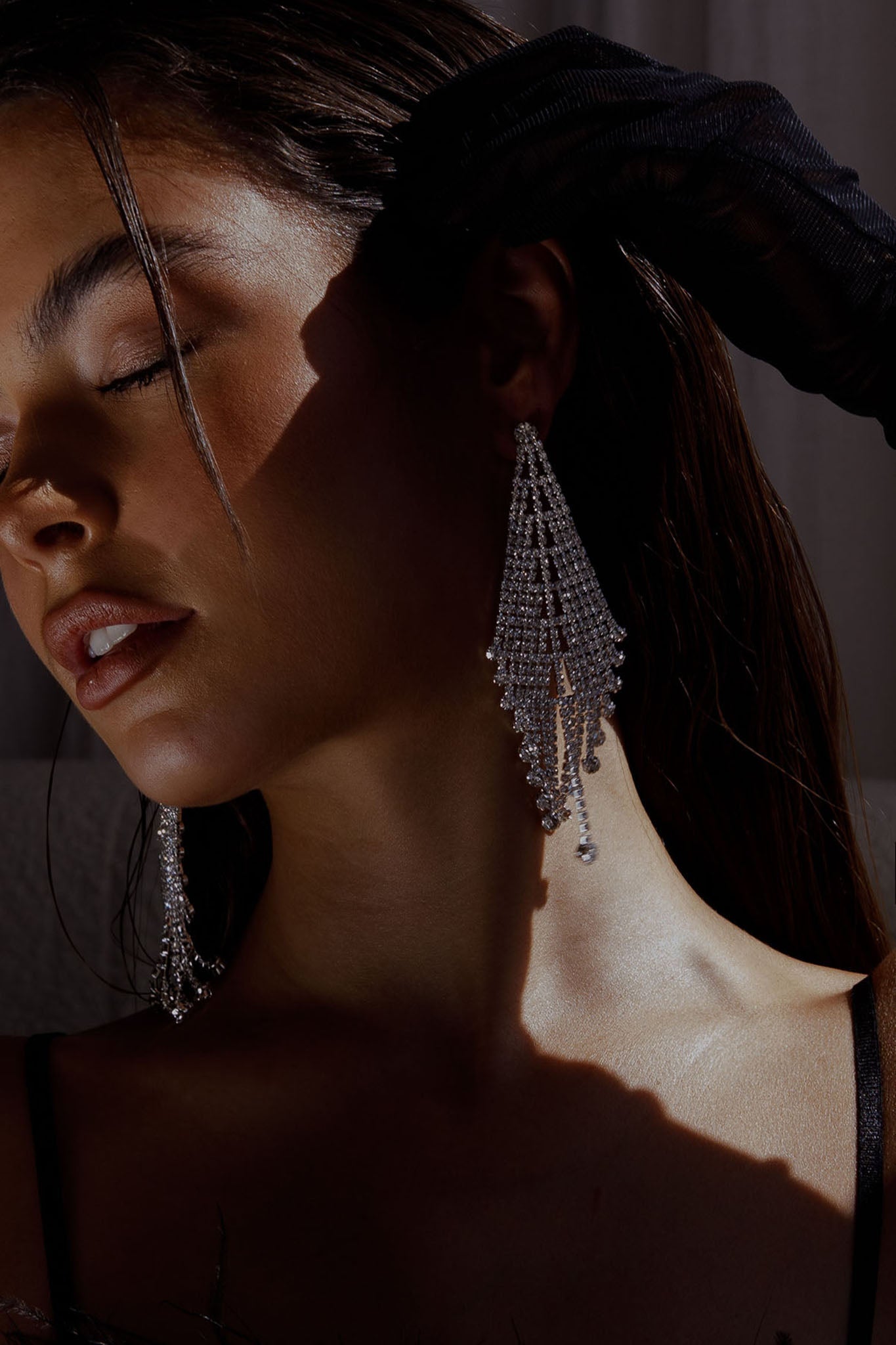 Boucles d'oreilles à frange en diamants Rani Argent