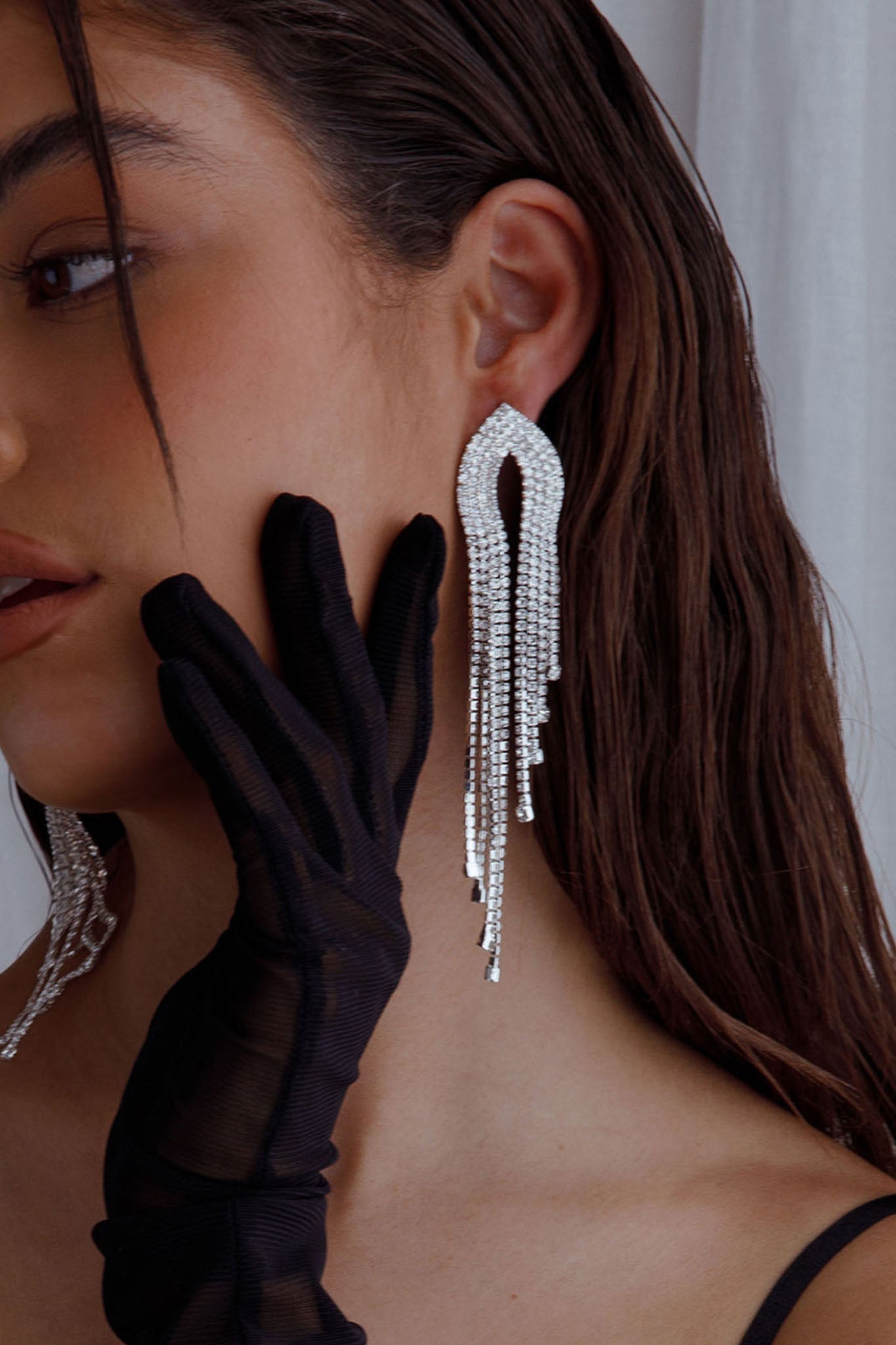 Boucles d'oreilles à frange Khloe Diamante Argent
