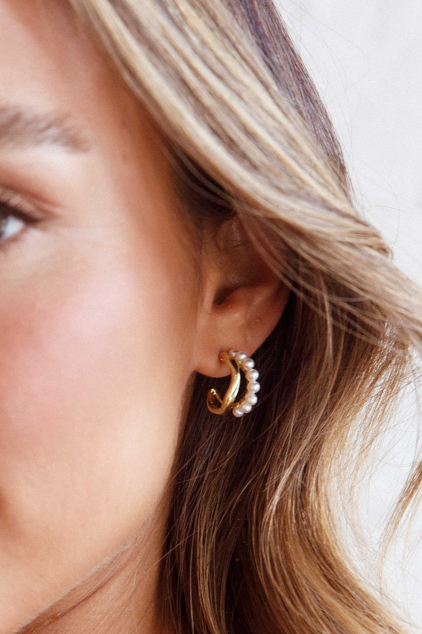 Charis Boucles d'Oreilles Doubles en Or