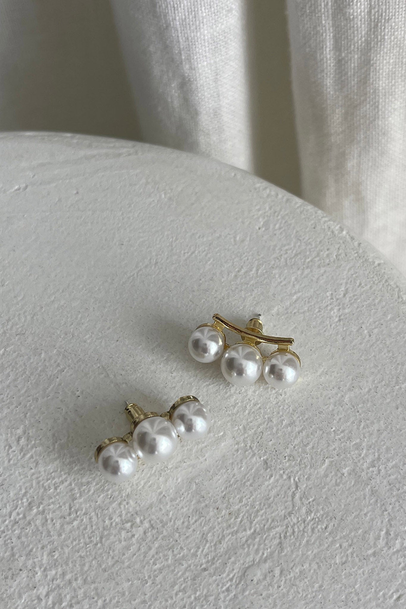 Boucles d'oreilles Eva Trois Perles Or