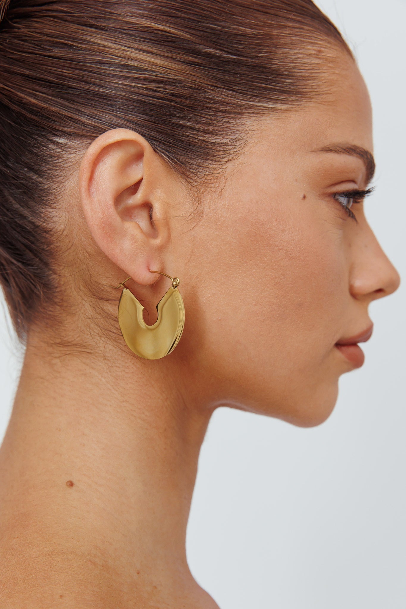 Boucles d'oreilles circulaires plates Faith en or