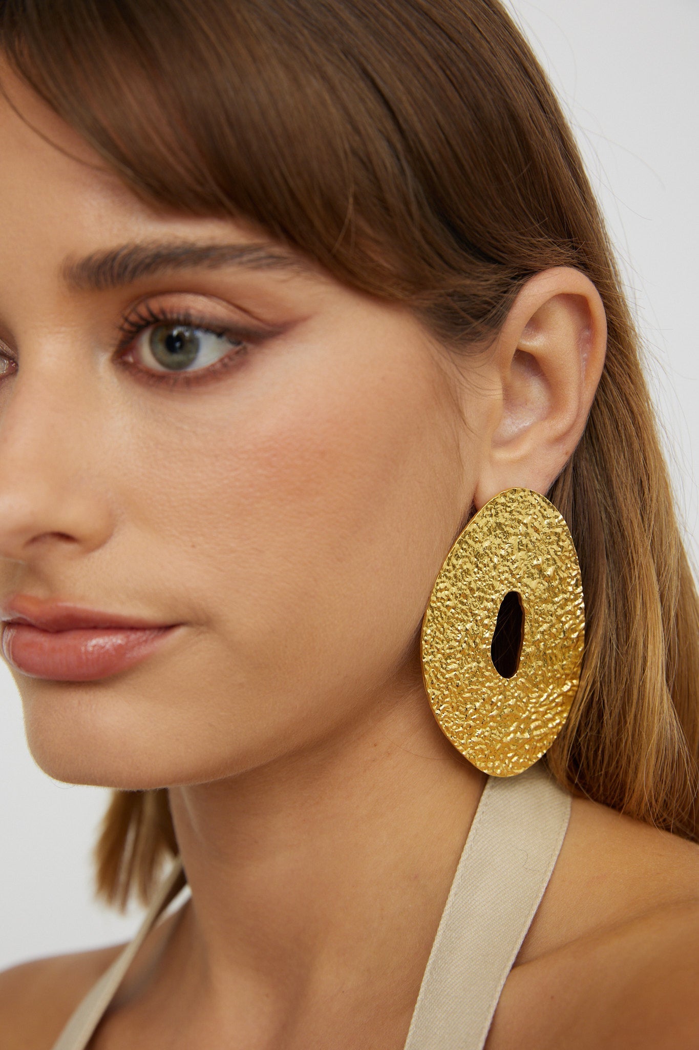 Boucles d'oreilles disc en relief Eldorado Doré